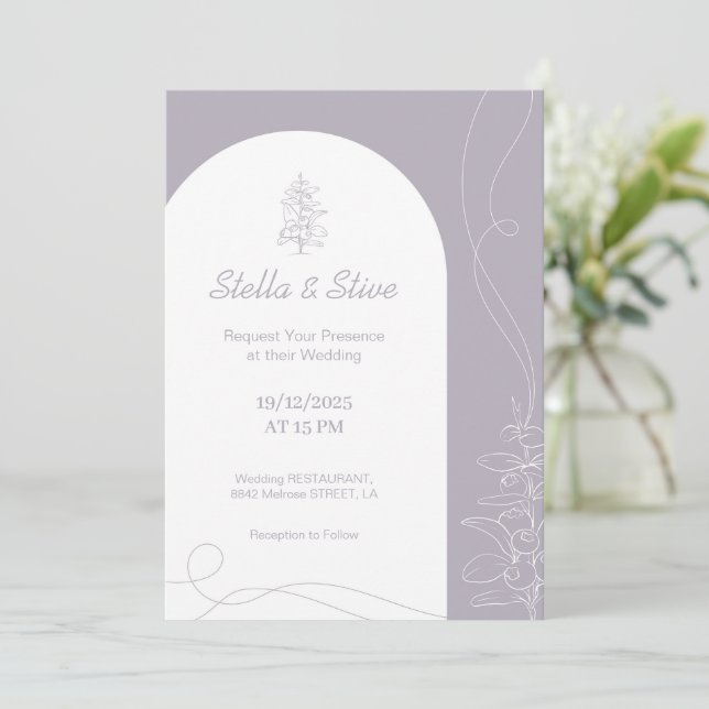 Light Color Hand gezeichnet minimale Hochzeit Einladung (Stehend Vorderseite)