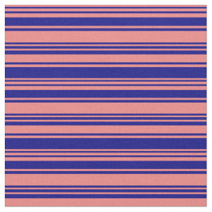 Light Coral & Blue Lined Muster Stoff
