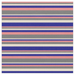 Light Coral, Dim Gray, Beige und Blue Pattern Stoff