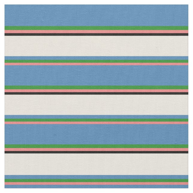 Light Coral, Forest Green, Blue, Beige & Black Stoff (Nahaufnahme)