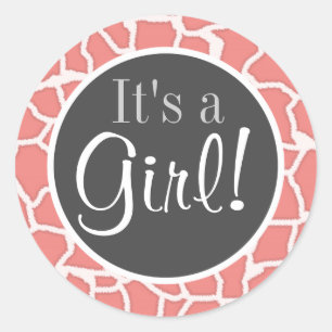 Light Coral Giraffe Animal Print Runder Aufkleber