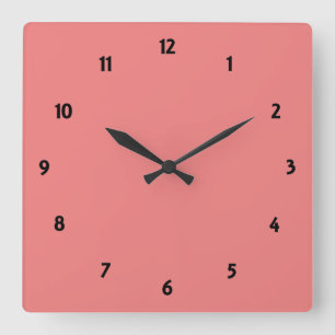 Light Coral Quadratische Wanduhr