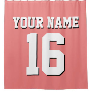 Light Coral White Sports Jersey Team Jersey Duschvorhang