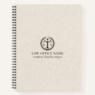 Light Creme Linen Texture Black Justice Logo Notizbuch