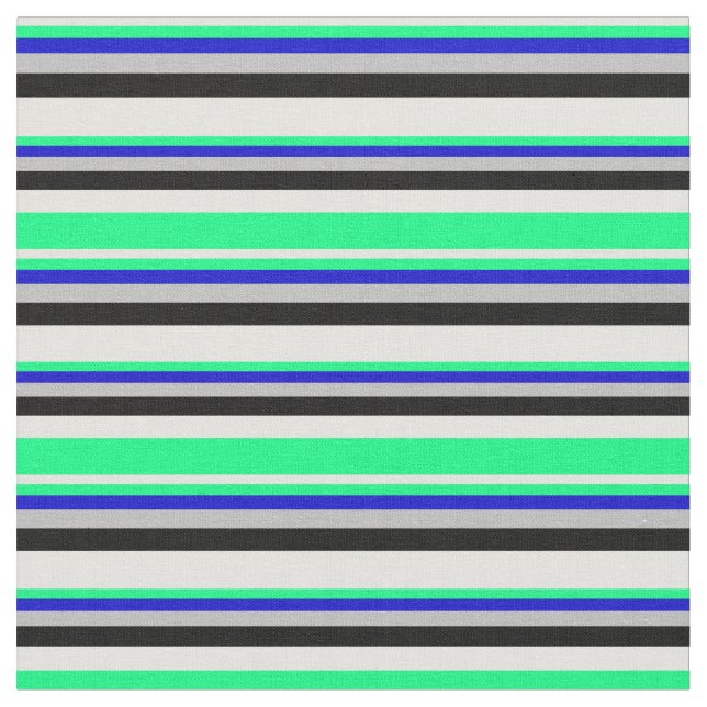 Light Cyan, Green, Blue, Grau & Black Colown Stoff (Nahaufnahme)
