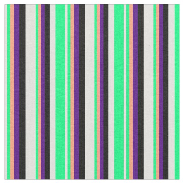 Light Cyan, Green, Light Lachs, Indigo & Black Stoff (Nahaufnahme)