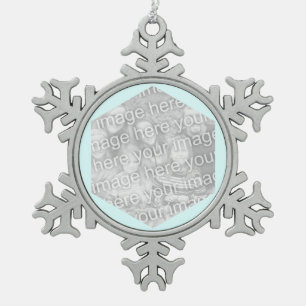 Light Cyan Hexagon Foto Border Schneeflocken Zinn-Ornament