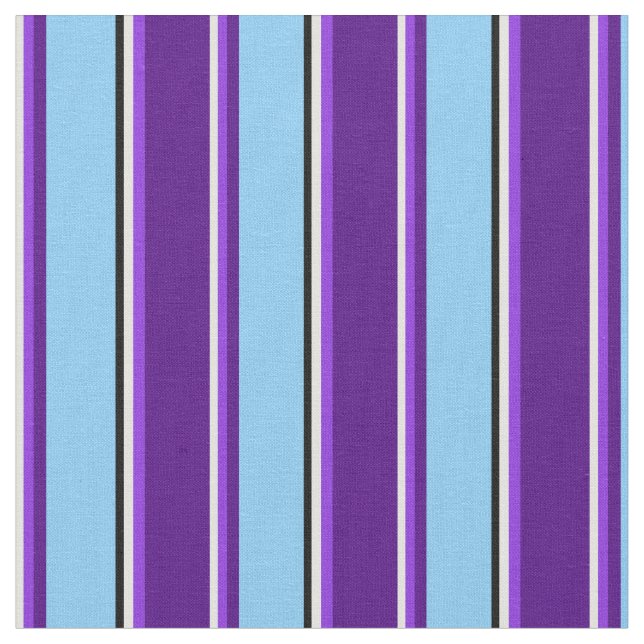Light Cyan, Lila, Indigo, Light Sky Blue & Black Stoff (Nahaufnahme)