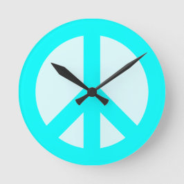Light Cyan Peace Sign Wall Clock Runde Wanduhr