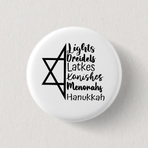 Light Dreidel Latke Kanish Menorah Hanukkah Button