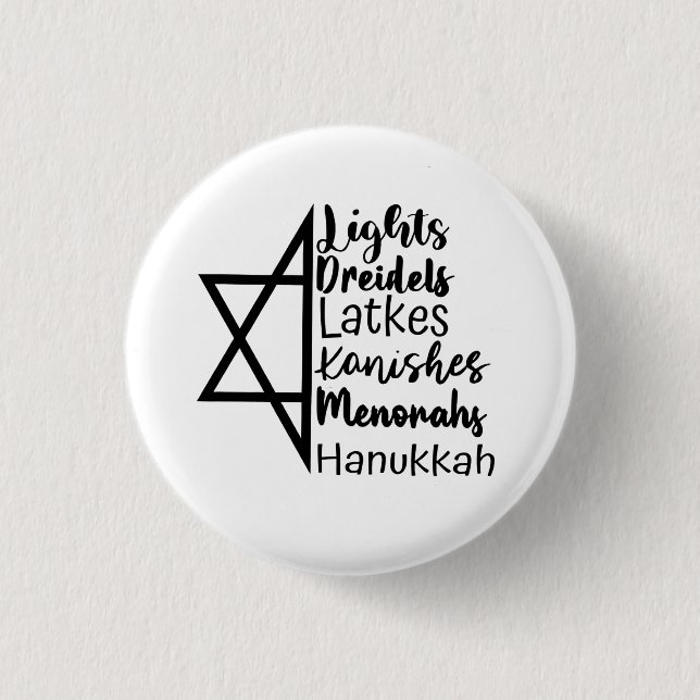 Light Dreidel Latke Kanish Menorah Hanukkah Button (Vorderseite)