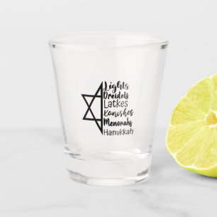 Light Dreidel Latke Kanish Menorah Hanukkah Schnapsglas