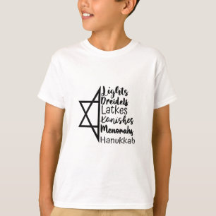 Light Dreidel Latke Kanish Menorah Hanukkah T-Shirt