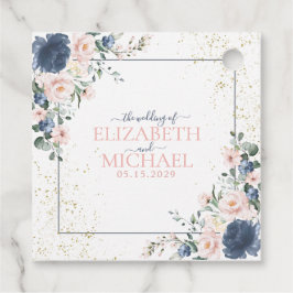 Light Dusty Blue Blush Pink Gold Floral Wedding Geschenkanhänger