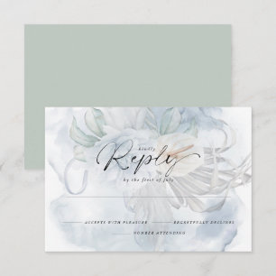 Light Dusty Blue BOHO Floral Reply RSVP Karte