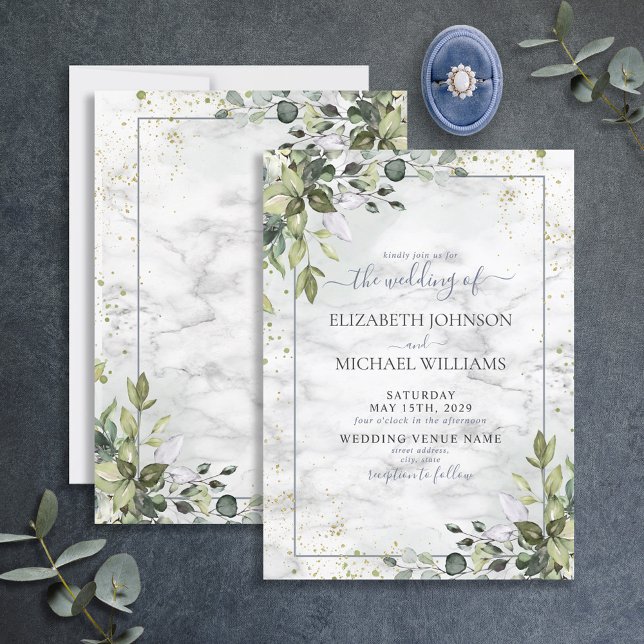 Light Dusty Blue Eucalyptus Greenery Succulent Einladung (Von Creator hochgeladen)