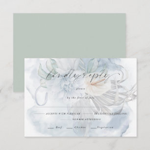 Light Dusty Blue Floral Meal Choice UAWG RSVP Karte