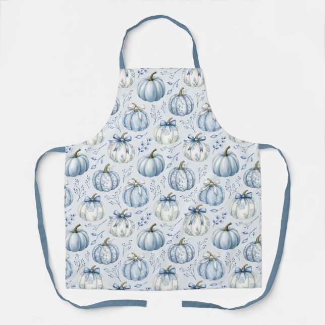 Light Dusty Blue Pumpkin Pattern - Schürze (Vorderseite)