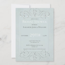 Light Dusty Blue Romantic Brautparty Einladung