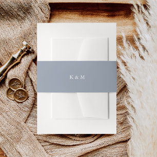 Light Dusty Blue Wedding Monogram Einladungsbanderole