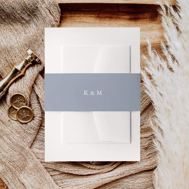 Light Dusty Blue Wedding Monogram Einladungsbanderole (Von Creator hochgeladen)