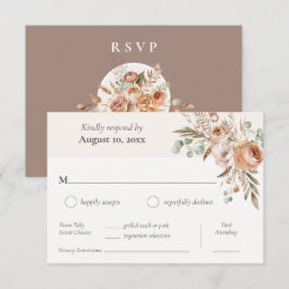 Light Earth Tone Floral Boho Abendessen Wahl Hochz RSVP Karte