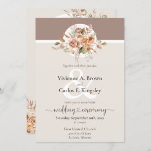 Light Earth Tone Floral Rustic Boho Wedding Foto Einladung