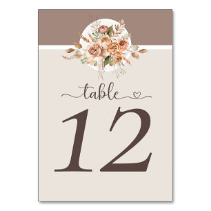 Light Earth Tone Floral Rustic Boho Wedding Tischnummer