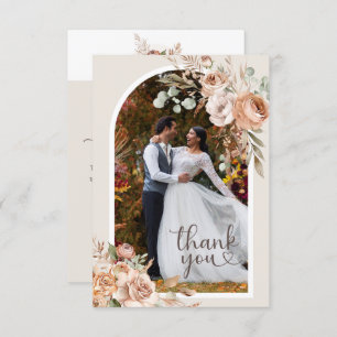 Light Earth Tone Rustic Boho Floral Wedding Dankeskarte