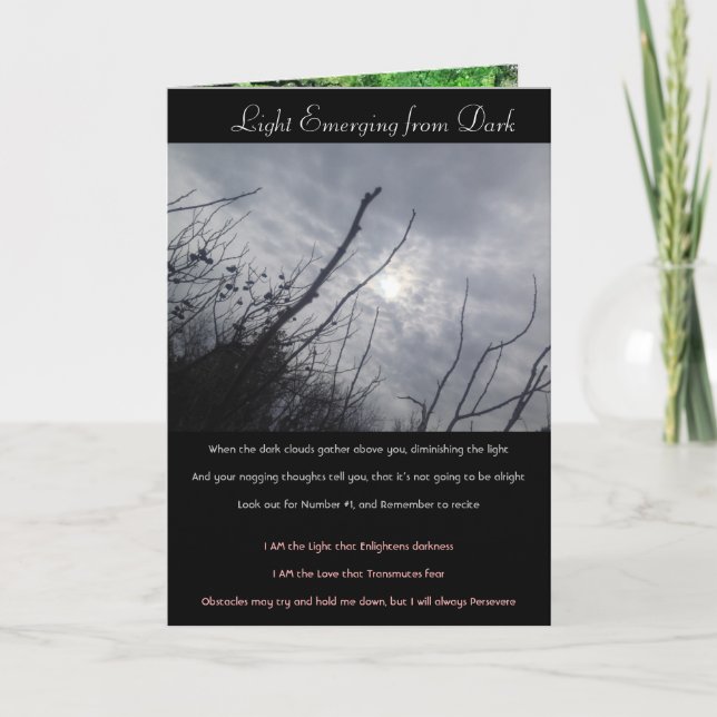 "Light Emerging from Dark" Poem/Card Dankeskarte (Vorderseite)