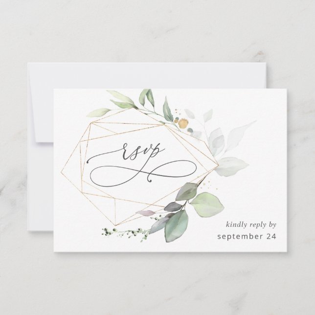 Light Eukalyptus Glow Gold w Meal RSVP Card (Vorderseite)