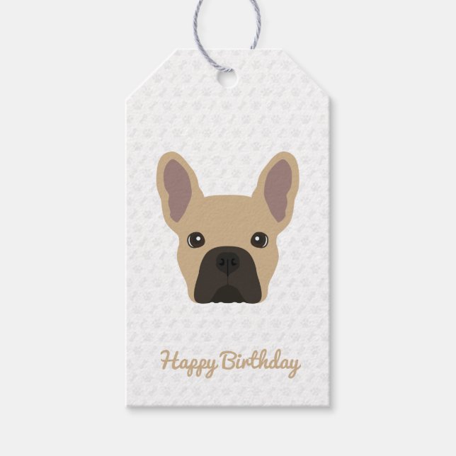 Light Fawn French Bulldog Birthday Geschenkanhänger (Vorderseite)