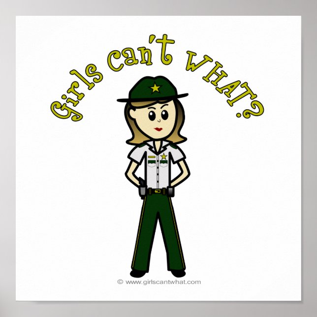 Light Female Sheriff in Green Uniform Poster (Vorne)