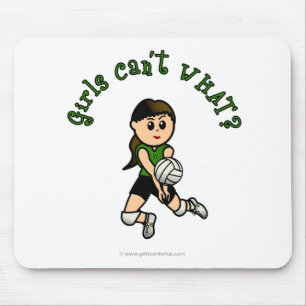 Light Female Volleyball Player in Green Uniform Mousepad