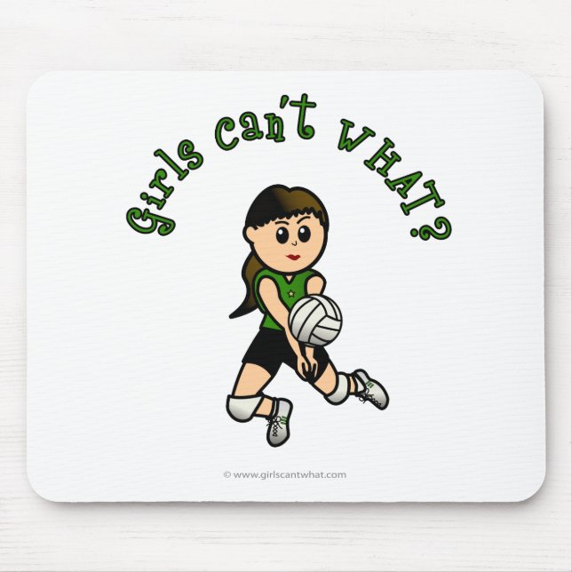 Light Female Volleyball Player in Green Uniform Mousepad (Vorne)
