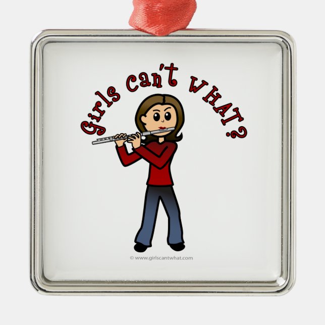 Light Femme Flute Player Ornament Aus Metall (Vorne)