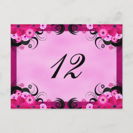 Light Fuchsia Floral Empfang Tischnummer Cards
