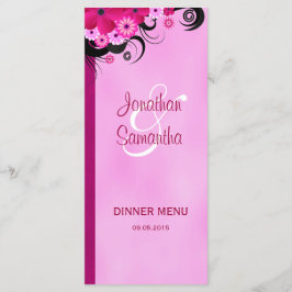 Light Fuchsia Floral Wedding Dinner Karten