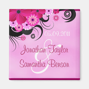 Light Fuchsia Magenta Floral Save the Date Magnete