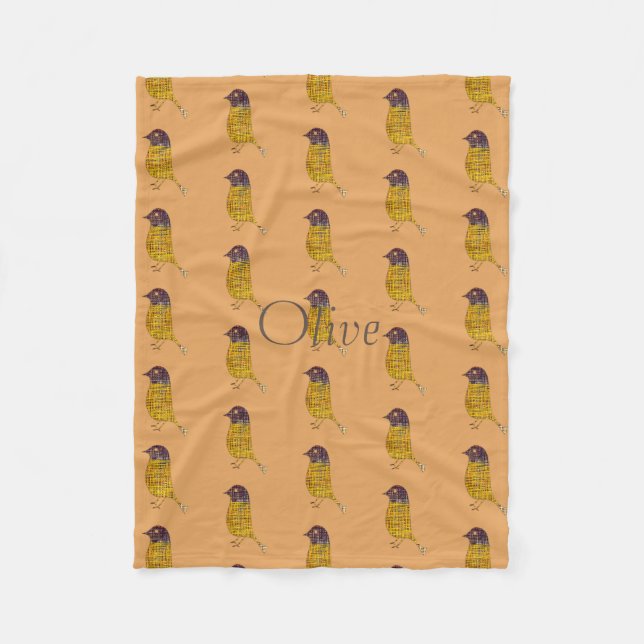 Light Funny Little Bird Muster Fleece Blanket (Vorderseite)