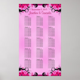 Light Fuschia 15 Wedding Table Seating Charts Poster
