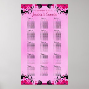 Light Fuschia 15 Wedding Table Seating Charts Poster