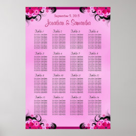 Light Fuschia 16 Wedding Table Seating Charts Poster