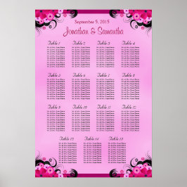 Light Fuschia Wedding 15 Table Seating Charts Poster