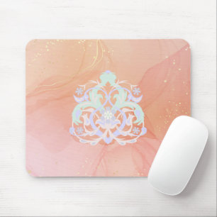Light Garden Harmony – Blaue und Pfirsichblüten Mousepad