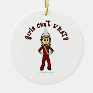 Light Girl in Red Marching Band Uniform Keramik Ornament