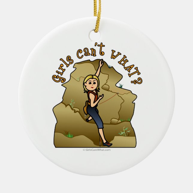 Light Girl Rock Climber Keramik Ornament (Vorne)