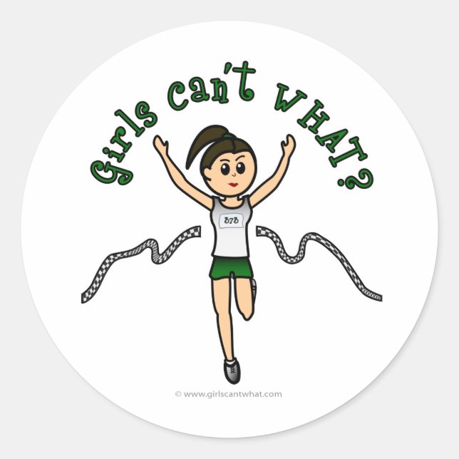 Light Girl Runner in Green Uniform Runder Aufkleber (Vorderseite)
