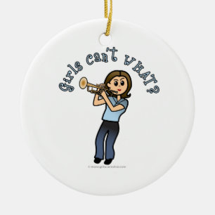 Light Girl Trumpet Player Keramik Ornament