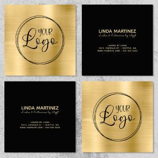 Light Gold Foil Your Business Logo Here Quadratische Visitenkarte